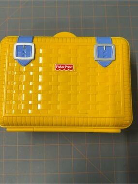 Fisher-Price Yellow Kids Storage Case with Blue Accents picnic basket